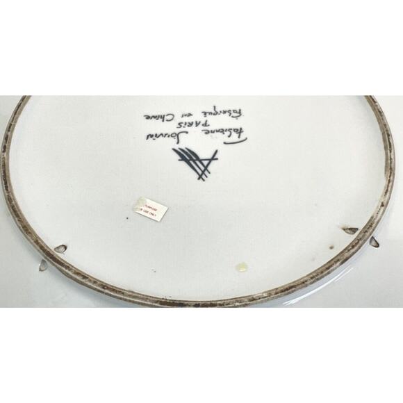 Fabienne Jouvin Paris Large Ceramic Porcelain 14” Platter Floral Butterfly 1999 - Picture 13 of 16